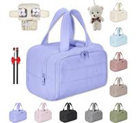 Wtujil Toiletry Bag, Large Capacity Wide-Open Travel Cosmetic Bag, 4-in-1 Puffy Multi-Functional Toiletry Bag for Women, Waterproof Portable Pouch with Divider and Handle (Purple)