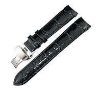 Wtukmo 18mm Leather Cowhide Watch Bands，For Tissot 1853 T035.207 T035 Black White Purple Red Women's Watch Strap Free Tools(Black,Black buckle)