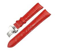 Wtukmo 18mm Leather Cowhide Watch Bands，For Tissot 1853 T035.207 T035 Black White Purple Red Women's Watch Strap Free Tools(Light red,Black buckle)