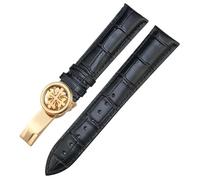 Wtukmo 19mm 20mm 21mm 22mm Real Leather Watch Strap，For Patek Philippe AQUANAUT PP 5167A Cowhide Watchband Butterfly Buckle(Black black rose,19mm)