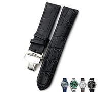 Wtukmo 20mm 21mm 22mm Leather Watch Strap Black Brown Watch Bands For Rolex For Omega Seamaster 300 For Hamilton For Seiko For IWC For Tissot Bracelet(Black 1 silver,22mm)