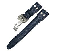Wtukmo 20mm 21mm 22mm Rivet Woven Genuine Leather Watch Band,for IWC Big Pilot Portugieser Pilot IW3777 Cowhide Watch Strap(Blue Silver Square,22mm)