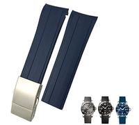Wtukmo 21mm 22mm Curved Rubber Silicone Strap Fit For Longines Hydroconquest L3 MIDO Watch Waterproof Sport Soft Watchbands(Blue,21mm)