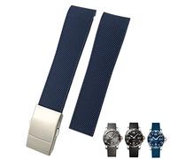 Wtukmo 21mm 22mm Curved Rubber Silicone Strap Fit For Longines Hydroconquest L3 MIDO Watch Waterproof Sport Soft Watchbands(Blue 1,19mm)