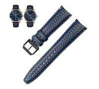 Wtukmo 22mm 20mm Genuine Leather Watchband Fit For IWC IW503312 IW500713 IW344205 Blue Cowhide Watch Strap Men Pin buckle(Blue black pin,22mm)