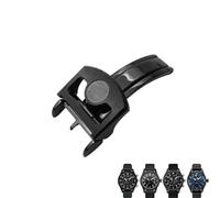 Wtukmo 316L Stainless Steel 18mm Deployment Watch Buckle,For IWC Spitfire Leather Watchband Folding Clasp(Black 2)