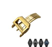 Wtukmo 316L Stainless Steel 18mm Deployment Watch Buckle,For IWC Spitfire Leather Watchband Folding Clasp(Golden 1)