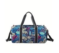 Wtukmo 55L Fitness Gym Bag Travel Backpack Women Shoulder Outdoor Yoga Bag Training Leaf Printing Bag Crossbody Dry Wet Weekender Duffel(Blue)