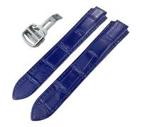 Wtukmo Calfskin Watch Watchband,For Ballon Bleu De Cartier Convex Type Watch Strap 14/16/18/20/22mm Bracelets(Blue 1,22mm gold clasp)
