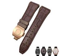 Wtukmo For Franck Muller Watch Band 28mm Cowhide Silicone Watch Strap Nylon Rubber Folding Buckle Watch Bands For Men Bracelet(Brown rose)