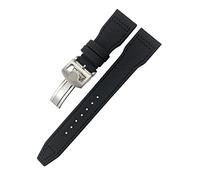 Wtukmo For IWC Le Petit Prince Big Pilot IW3777 Black Sport Fiber Canvas Watch Strap 20mm 21mm 22mm Nylon Leather Watchband(Black round buckle,21mm)