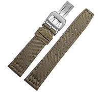 Wtukmo For IWC Pilot Spitfire Timezone TopGun Strap Green Black Belts Wristwatch Straps 20mm 21mm 22mm Nylon Canvas Fabric Watch Band(Khaki folding,22mm)
