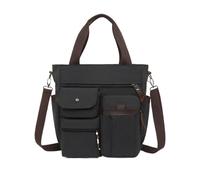 Wtukmo Men Canvas Messenger Bag Camping Crossbody Bags Sling Shoulder Bag for Travel Work College Reto Men's School Handbags Briefcase(Black)