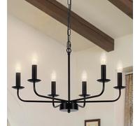 WTUOING Black Chandeliers Ceiling Light, 6 Lights Black Chandelier Industrial Light Fittings Ceiling Living Room, Rustic Pendant Lighting Fitting for Bedroom, Dining Room, Kitchen, E14