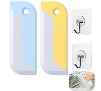 WTUSGA Silicone Squeegee, 2 Pcs Silicon Shower Screen Wiper Car Cleaner Scraper Multi-purpose Window Squeegees Small Squeegee with 2 Pcs Self-adhesive Hooks for Mirrors Windows Glass and Surfaces