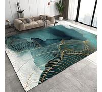 WTVBHF Area Rug, 60x100cm Abstract Landscape Lake Blue Carpet, Bohemian Elegant Liberal Bedroom Decoration, Non-slip for Living Room, Dining Room, Office