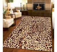 WTVBHF Area Rugs 140x200cm Wild Abstract Decoration Leopard Print Carpet, Modern and Fashionable Brown Irregular Spot Carpet, Short Plush Carpet, Suitable for Bedrooms, Cafes, Offices