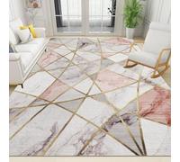 WTVBHF Area Rugs 80x150cm European Romantic Pink Marble Geometric Texture Carpet, Luxury Abstract Irregular Flowing Carpet, Short Plush, Suitable for Living Rooms Children's Rooms Studios