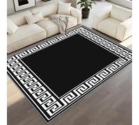 WTVBHF Modern Rugs 200x300cm Exquisite Greek Print Area Rug, Geometric Pattern Bordered Carpet, Extra Large Size Bedroom Dining Room Lounge Home Office Decor Soft Touch Short Pile Style Non Shedding