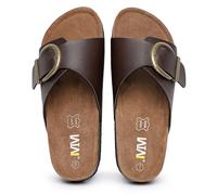 WTW Women's Cork Footbed Sandals Cow Suede Summer Slide Sandals for Women with Adjustable Strap Buckle Open Toe Outdoor Beach Sandals
