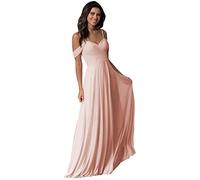 WTWVIAN Women A-Line Off The Shoulder Floor-Length Chiffon with Ruffle Bridesmaid Wedding Dress