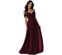WTWVIAN Women A-Line Off The Shoulder Floor-Length Chiffon with Ruffle Bridesmaid Wedding Dress
