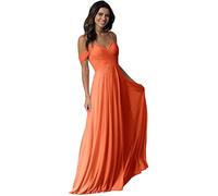 WTWVIAN Women A-Line Off The Shoulder Floor-Length Chiffon with Ruffle Bridesmaid Wedding Dress