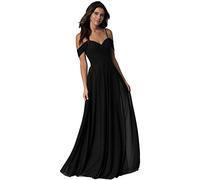 WTWVIAN Women A-Line Off The Shoulder Floor-Length Chiffon with Ruffle Bridesmaid Wedding Dress