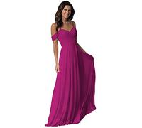 WTWVIAN Women A-Line Off The Shoulder Floor-Length Chiffon with Ruffle Bridesmaid Wedding Dress
