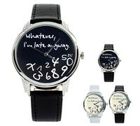 WTXY Unisex Female Women Ladies Girls Whatever,I'm Late Anyway Love Gift Leather Strap Watches Quartz Wrist Watch