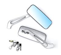 WTZMOTO Motorcycle Mirror Chrome - Motorcycle Side Mirror for Handlebars Dual Sport Mirror Compatible with Harley Davidson Softail, Sportster, Chopper, Bobber, Touring, Cruiser, Street Bike (Silver)