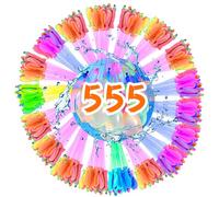 WTZWYFWJ Pack of 555 Water Bombs Self-Closing, Reusable Water Bombs with 5 Tap Connections, Colourful Water Balloons, Quick Fill Water Bombs Balloons, for Water Games