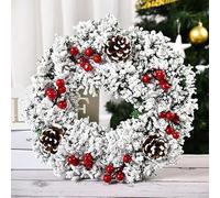 Wu-Ding Wreath, Christmas Decoration Pine Needle Wreath Handmade Christmas Snow Wreath Door Hanging Window Welcome Props (Kiwi Fruit) (Color : Five) (Ordinary Snow Payment)