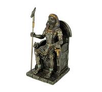 wu Horus Egyptian Falcon Headed God On Throne with Staff Statue