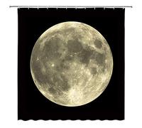 WUASDCS Moon Shower Curtain Full Moon Night Mysterious Moon Black Background Bathroom Curtain Shower Curtain Polyester Fabric Vertical Belt Hook 70X70 Inch