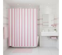 WUASDCS Pink and White Striped Shower Curtain Vertical Stripe Geometric Modern Farmhouse Chic Style Bathroom Decor Fabric Curtains with Hook 70Wx70H Inches
