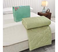 wuayi Cool Quilt Cool Blanket for Summer Skin-friendly Plain Printed Washed Quilt for Bed, Adult, Kids, Camping, Travel, Softness, Comfort, Lightweight (Green)