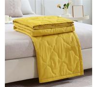 wuayi Cool Quilt Cool Blanket for Summer Skin-friendly Plain Printed Washed Quilt for Bed, Adult, Kids, Camping, Travel, Softness, Comfort, Lightweight (Yellow)