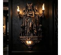 wuayi Hecate Triple Goddess Wall Sconce, Torches Wall Illuminates Your Space, with Torches & Dogs, Pagan Altar for Dark Acade Miamedieval, for Bedroom, Living Room & Hallway Decor (1, M)