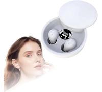wuayi Invisible Sleep Earbuds, Bluetooth Headphones, Wireless Structure, In Ear Hidden Size, LED Screen, IPX5 Waterproof, Comfortable Wearing Experience, Suitable for Side Sleepers (White)