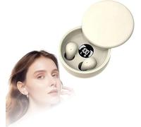 wuayi Invisible Sleep Earbuds, Bluetooth Headphones, Wireless Structure, In Ear Hidden Size, LED Screen, IPX5 Waterproof, Comfortable Wearing Experience, Suitable for Side Sleepers (Beige)