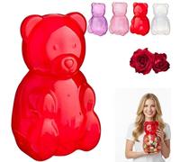 wuayi Large Gummy Bear Containers, Clear Gummy Bear Shaped Candy Holder for Valentine's Day, Big Plastic Bear Container, Reusable Bears Shaped Gift Box for Candy, Party Favors & Festive Storage (Red)