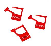 WUBAO 100PCS Plastic Security Seals Plastic Padlock Seal Numbered Lable Anti-Tamper Seals Evident Disposable Lock for Shop, Handbag, Shose (Red)