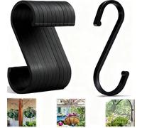 WUBAYI 10 Pcs S Shaped Hooks - Sturdy Metal S Hooks for Hanging Pots, Plants, Tools in Kitchen, Garden, Home (Black)