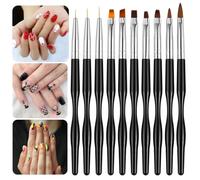 WUBAYI 10pcs Professional Nail Art Brushes Set with Slim Black Handle Design - Essential Nail Brushes and Art Tools for Home Manicure