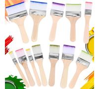 WUBAYI 12Pcs Paint Brush Set, Nylon Flat Paint Brushes with Wooden Handles, Elastic & Resilient Bristles for Watercolour, Gouache, Oil & Acrylic Painting