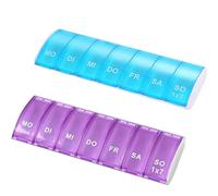 WUBAYI 2-Pack Weekly Pill Organizer - 7-Day Pill Box for Vitamins, Supplements & Medications, Portable Medicine Case for Travel Storage