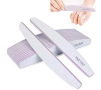 WUBAYI 20PCS Grey Nail Files for Natural Nails - Dual-Grit 100/180 Emery Boards, Half-Moon Manicure Tools for Smoothing & Polish Removal