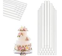WUBAYI 24 Pcs Cake Dowels for Tiered Cakes, Plastic Support Rods, 9.44" Length, White, for Multi-Tier Cake Construction and Stacking Support