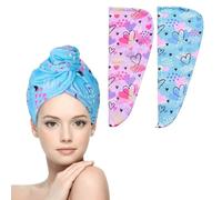 WUBAYI 2Pack Hair Drying Towels-Microfibre Hair Towels-Quick Drying Hair Towels-Uper Absorbent Hair Towel With Button. Designed For Wet Hair Wraps, Women's & Girls' Hair Wraps(Love)